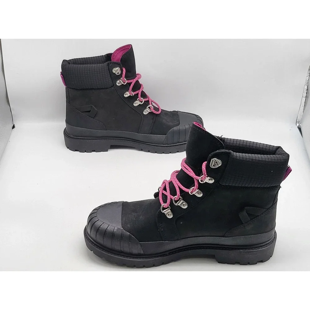 Timberland Waterproof Ankle‎ Boots Black Pink Accent Womens US 8.5